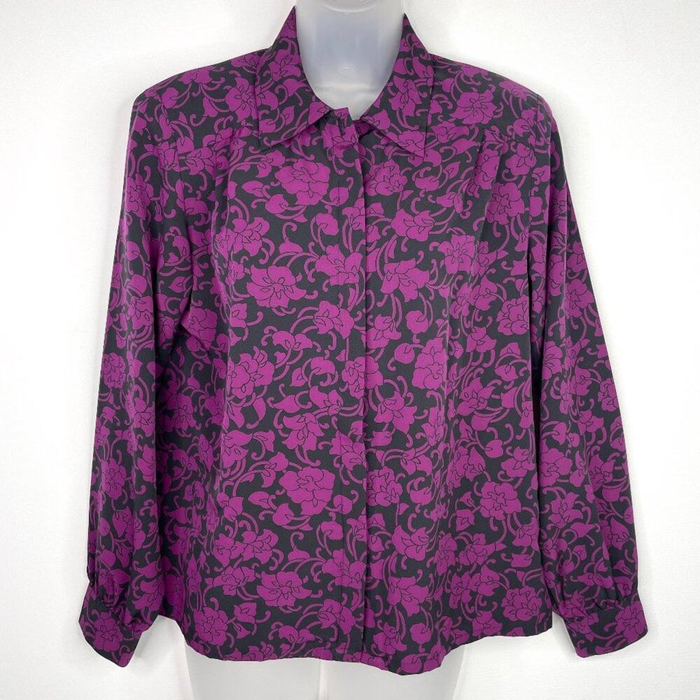 Miss Sophisticates Black & Purple Floral Blouse